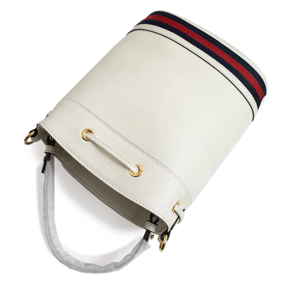 Ophidia Small Bucket Calfskin  2Way Shoulder Handbag Crossbody Off-White - Picture 6 of 6